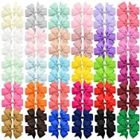 Los mejores  - 60 lazos para el pelo para niñas de 7-6 cm con cinta de grogrén- pinza de cocodrilo- para bebés- niños- adolescentes…
